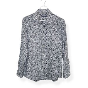 Vilebrequin Men's Button Front Linen Blue White Floral Casual Shirt Size Medium